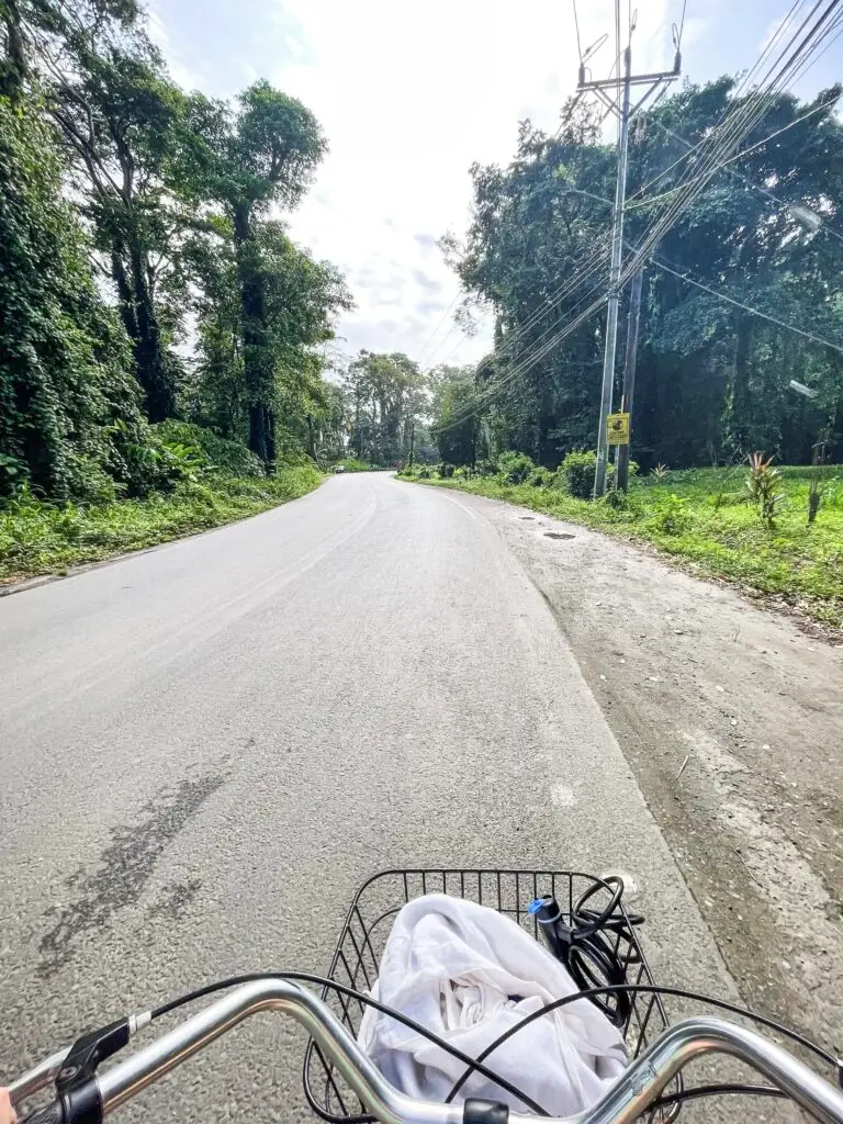 Biking along the roads in the Limon area