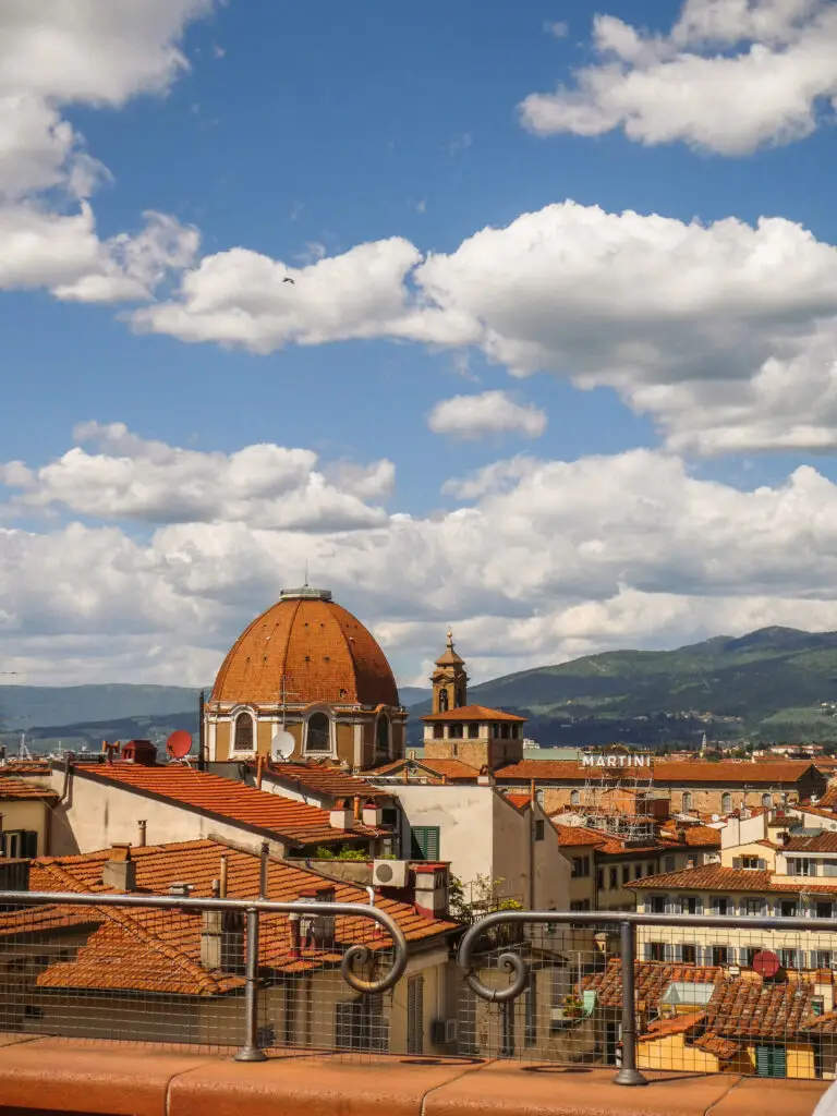 Rooftop bar with a beautiful view of the roof ridges in Florence