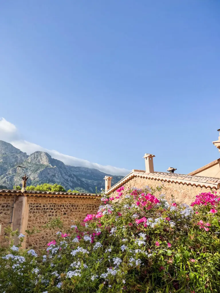 Colorful floral arrangements in Fornalutx