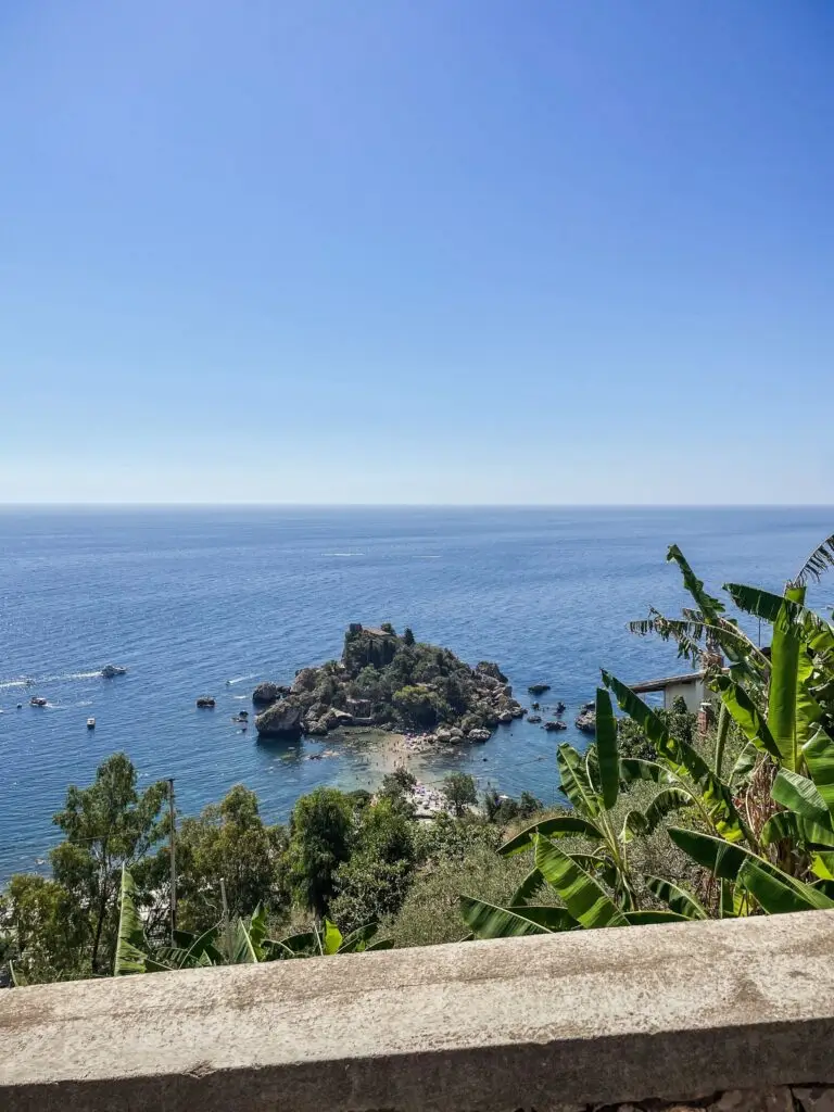 Scenic view of Isola Bella, one of the most beautiful beaches in Sicily