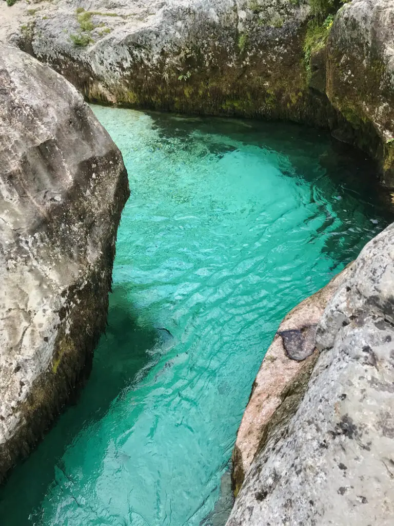 Soca River known for its crystal-clear glacial water