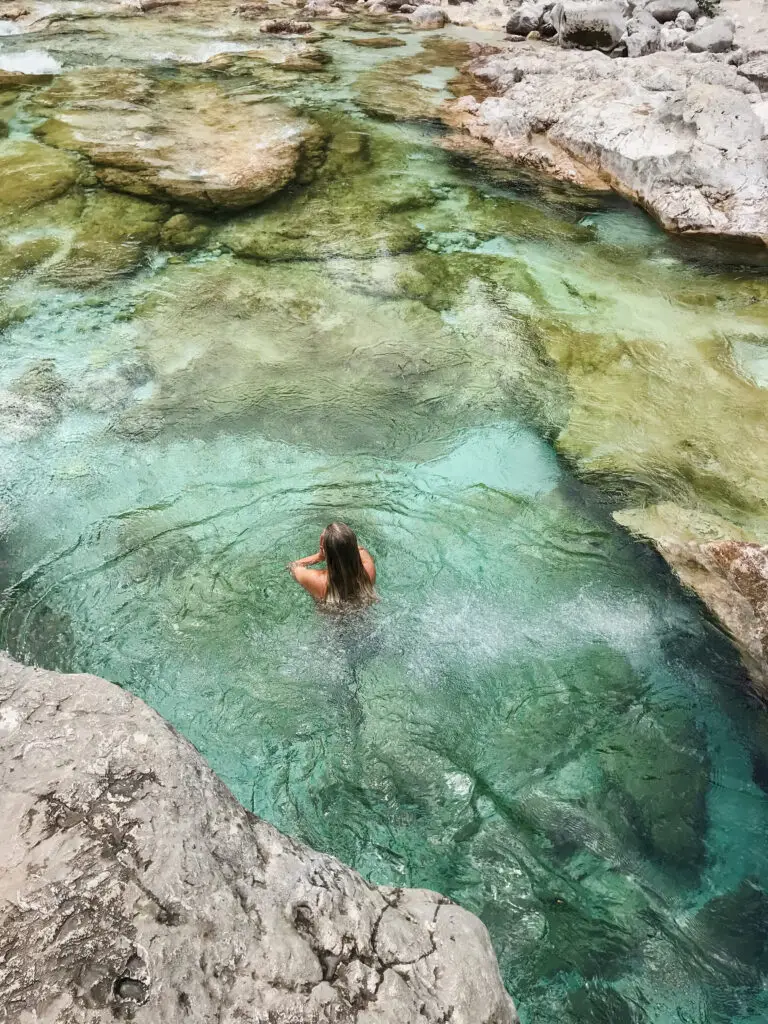 Ready to go for a swim in the turquoise Soča River