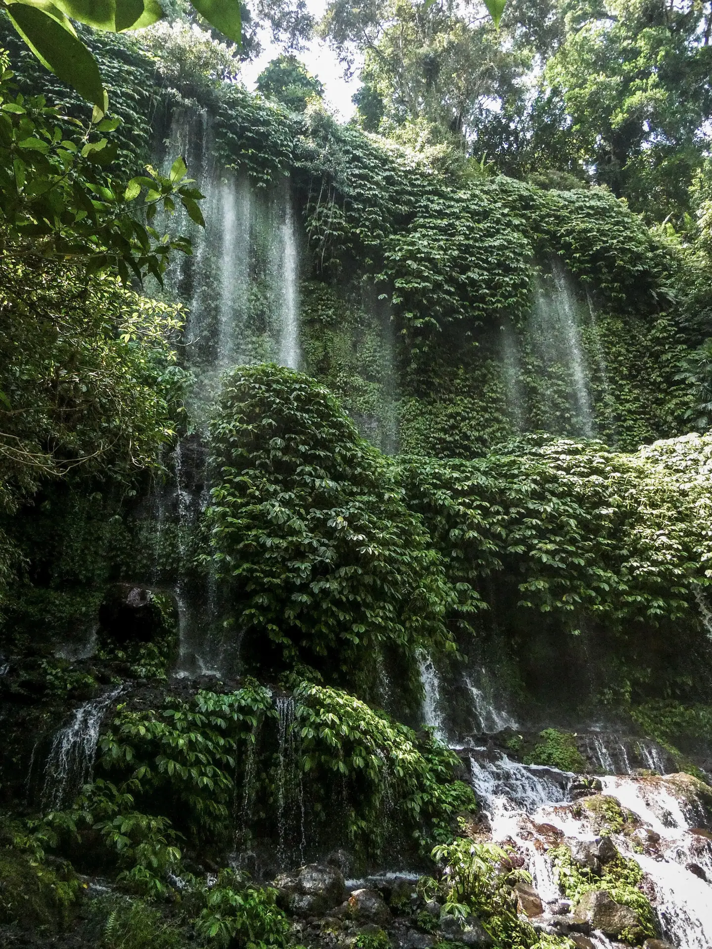 The lush waterfall Benang Kelambu in Central Lombok in Indonesia