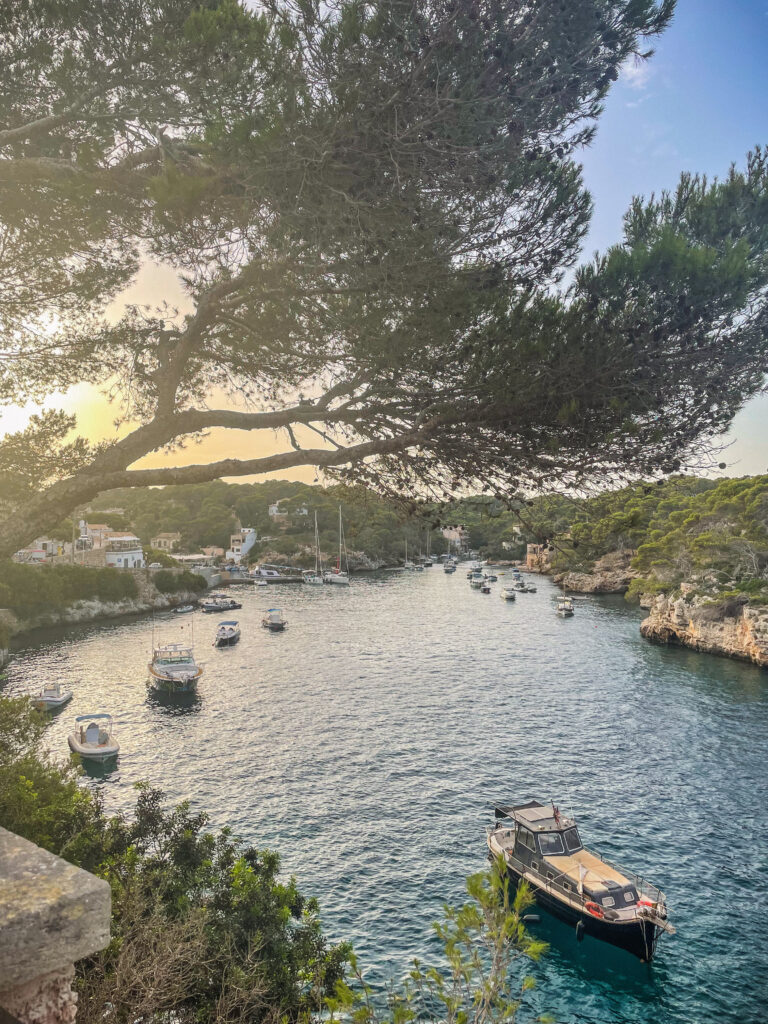 Sunset over the coves of Cala Figuera