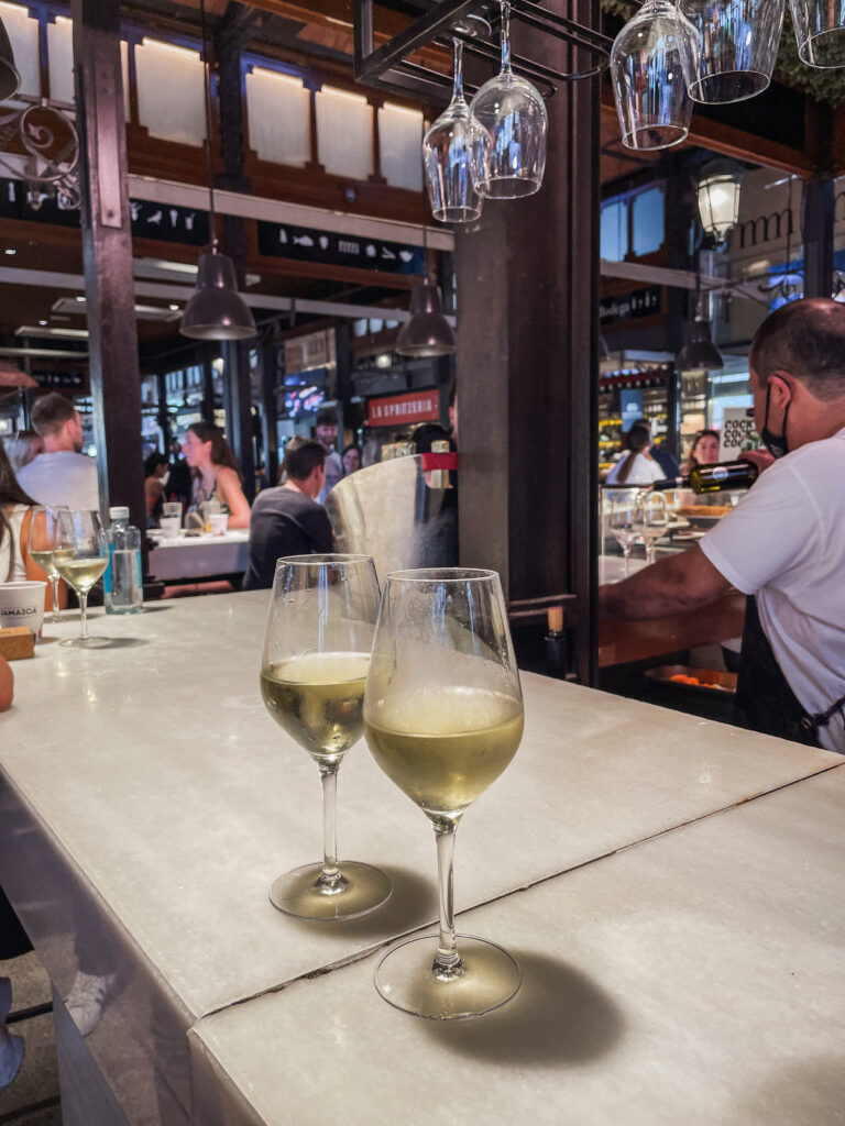 Two glasses of wine in Mercado San Miguel 