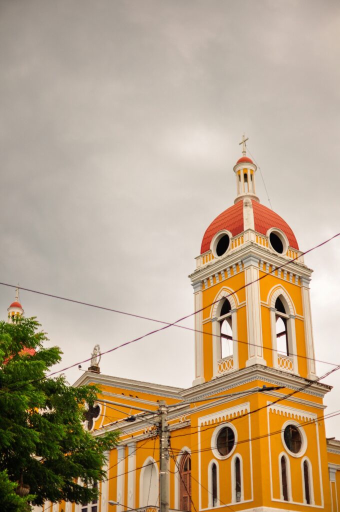 A colorful cathedral in the centre of Granada, Nicaragua