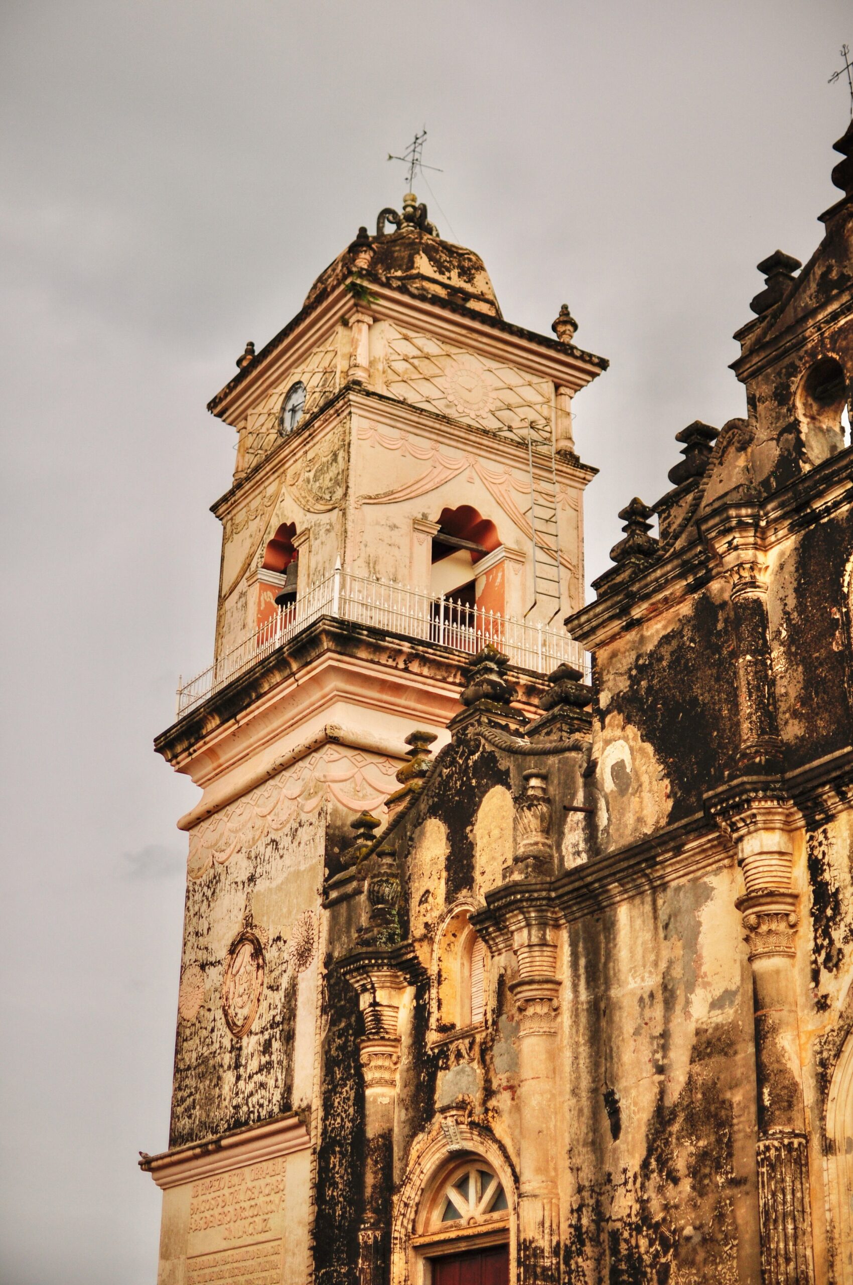 Iglesia La Merced bell tower as seen from below